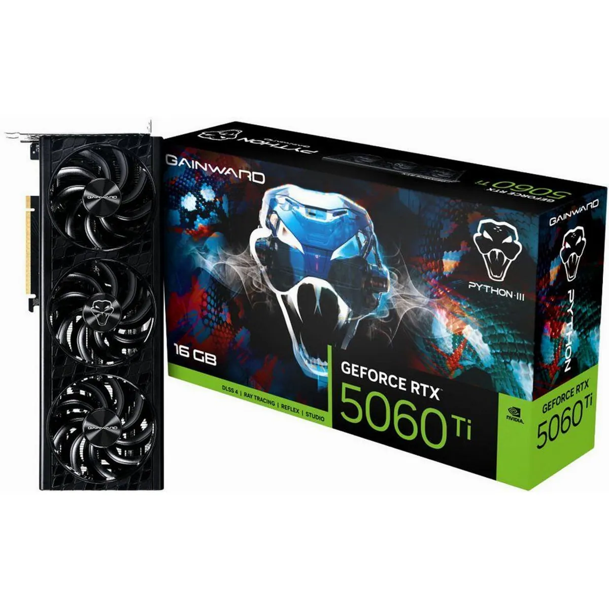 Gainward GeForce RTX 5060 Ti Python III, Triple-Fan-Kühlsystem, 16 GB GDDR7 — optimale Leistung für SFF