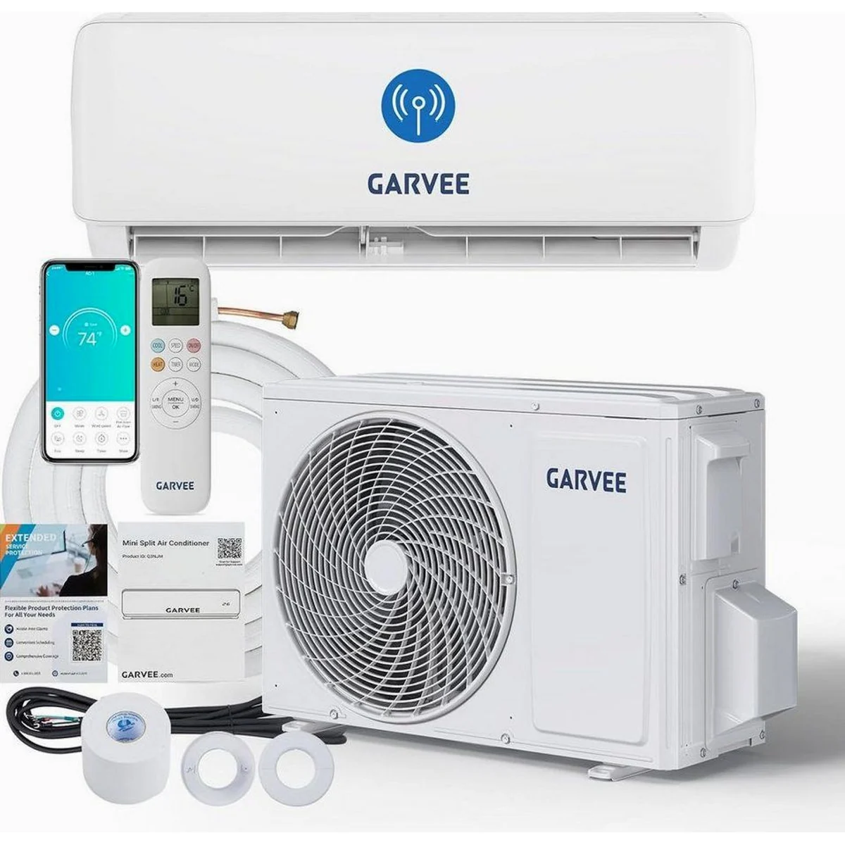 GarveeMore Split-Klimagerät, 24000 BTU, WLAN-Steuerung, Inverter-Technologie