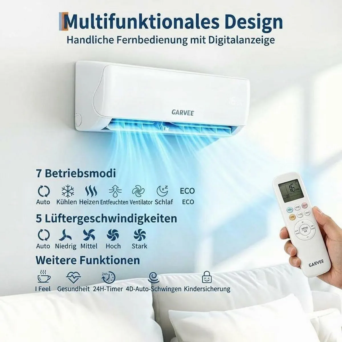 GarveeMore Split-Klimagerät 18000BTU, hohe Energieeffizienz, intelligente WLAN-Steuerung, leiser Betrieb 3