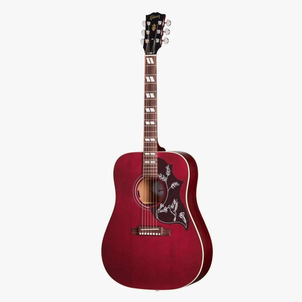 Gibson Hummingbird Special Satin Wine Red, massive Hölzer, kunstvolles Design — Westerngitarre