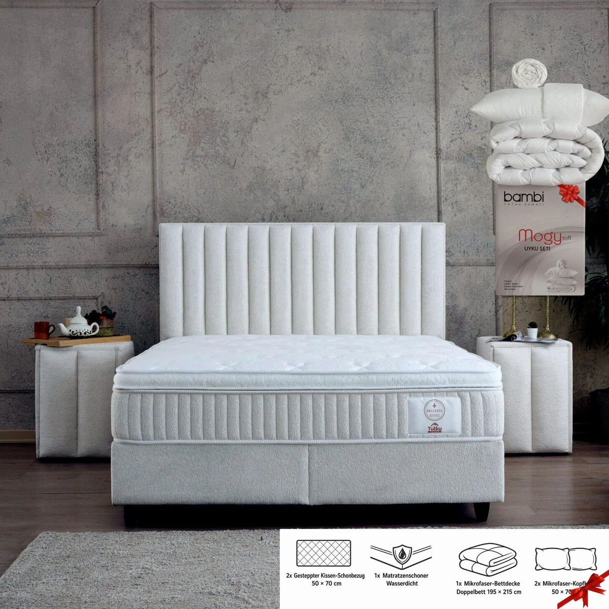 gowoll Belezza Boxspringbett, ergonomischer Schlafkomfort, Stauraum inklusive