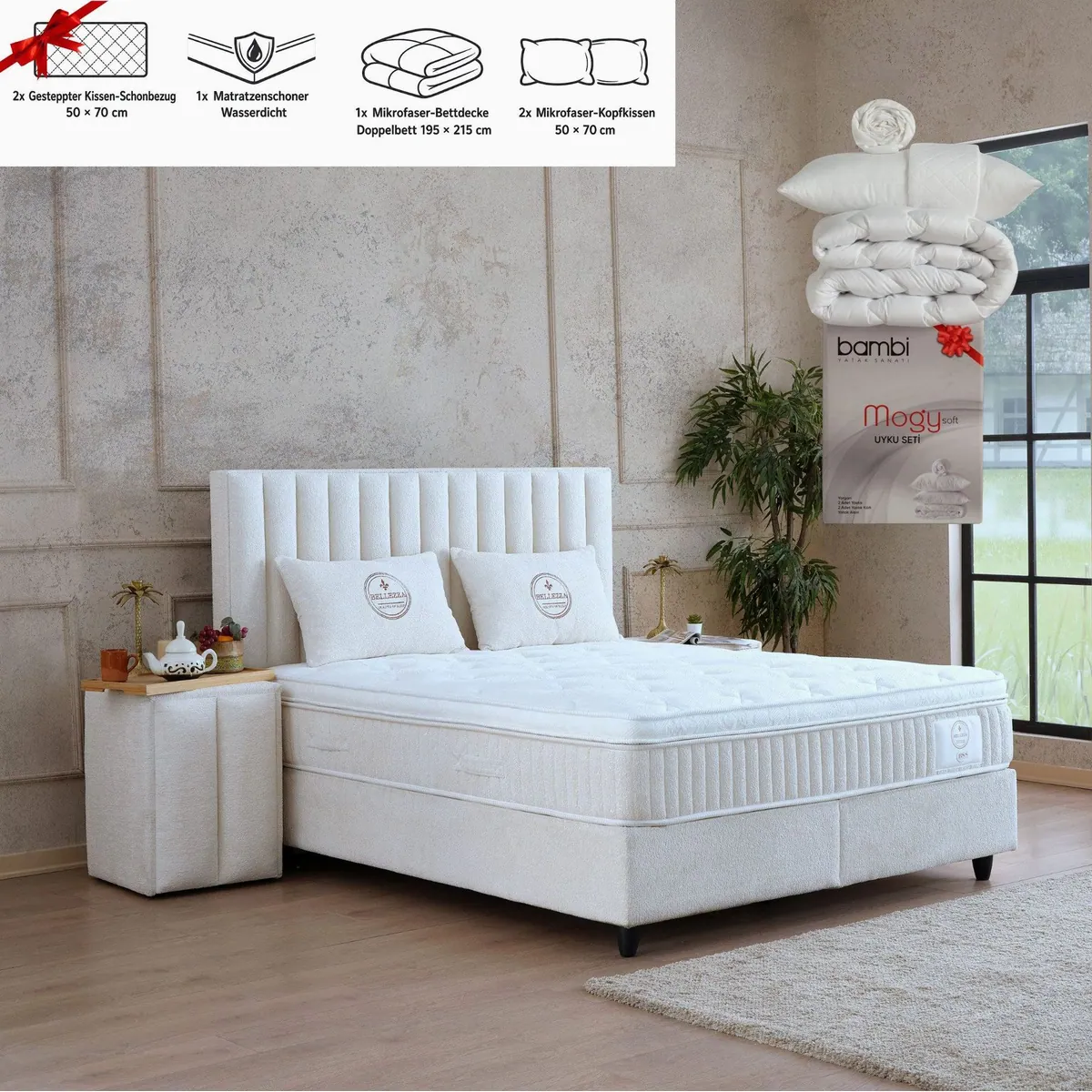 gowoll Belezza Boxspringbett, ergonomischer Schlafkomfort, Stauraum inklusive 2