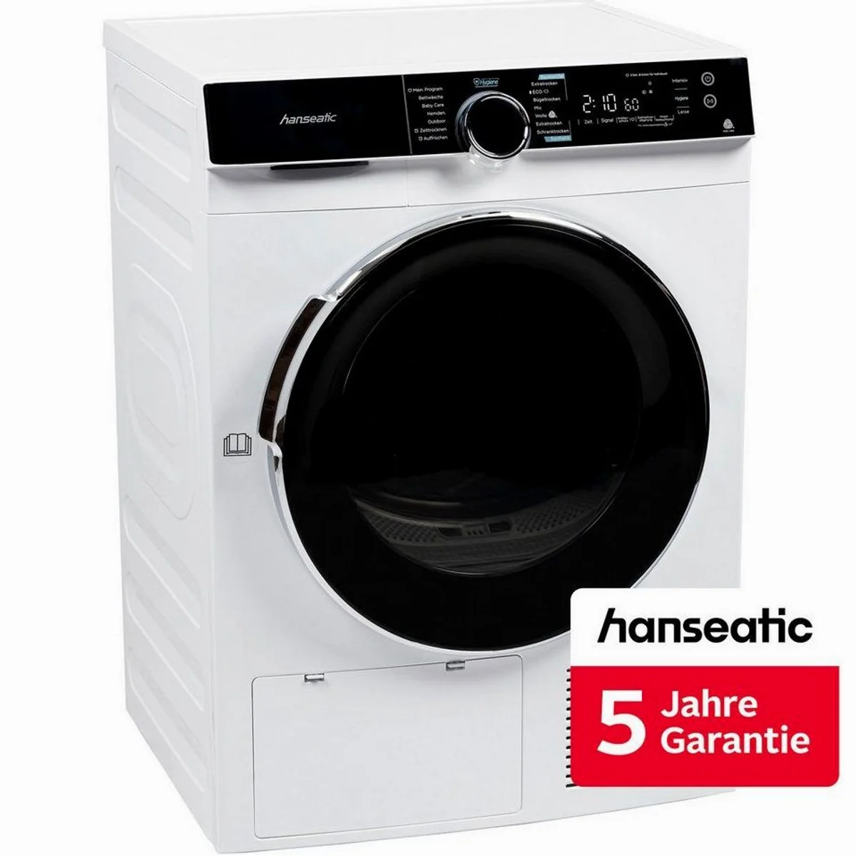 Hanseatic HWTK8A3GT Wärmepumpentrockner, Energieeffizienz C, 8 kg Fassungsvermögen, Knitterschutz