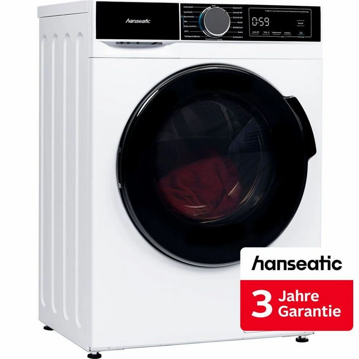 Hanseatic Waschmaschine HWMA814B, 8 kg, 1400 U/min, energieeffizient und sicher