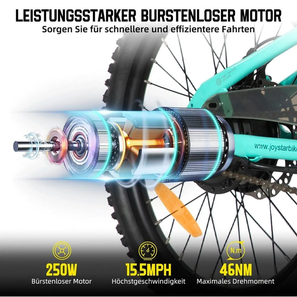 HILAND E-Bike 20/24 Zoll E-Mountainbike, leistungsstarker Motor, abnehmbarer Akku, vielseitig einsetzbar 2