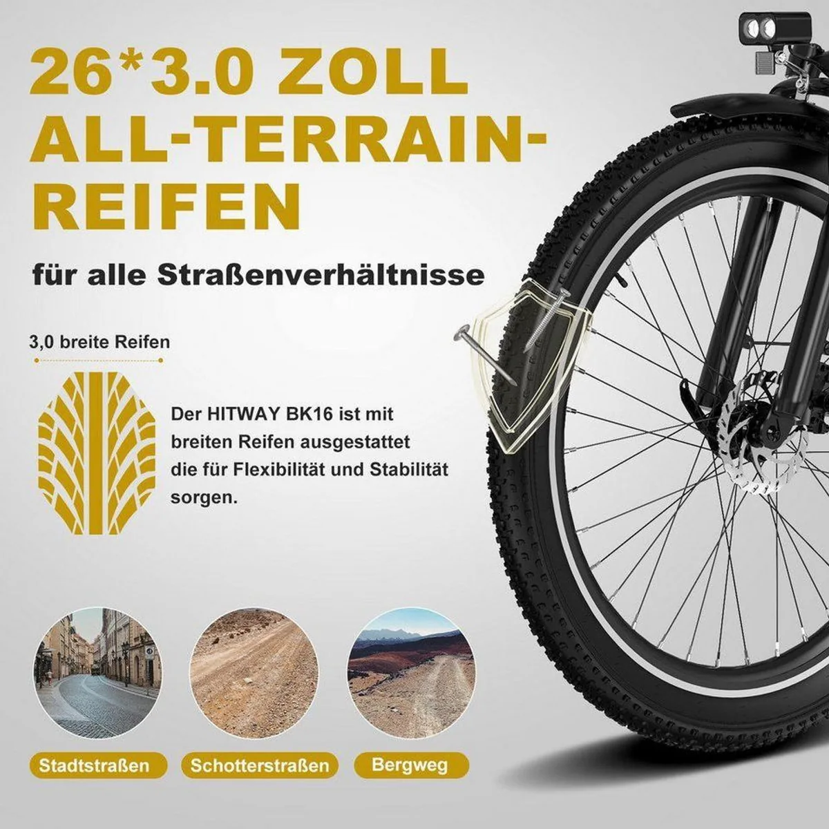 HITWAY E-Bike Pedelec, leistungsstarker 48V Akku, Shimano 7-Gang-Schaltung 3