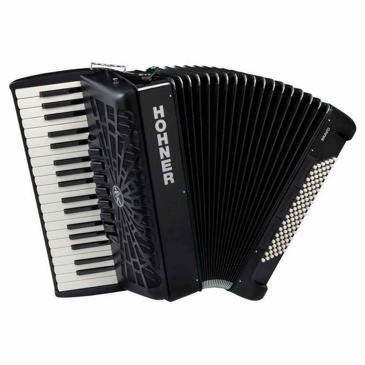 Hohner Bravo III 96, 37 Melodietasten, Silent-Key-Funktion — edles Design, präzises Spielgefühl, inklusive Gigbag