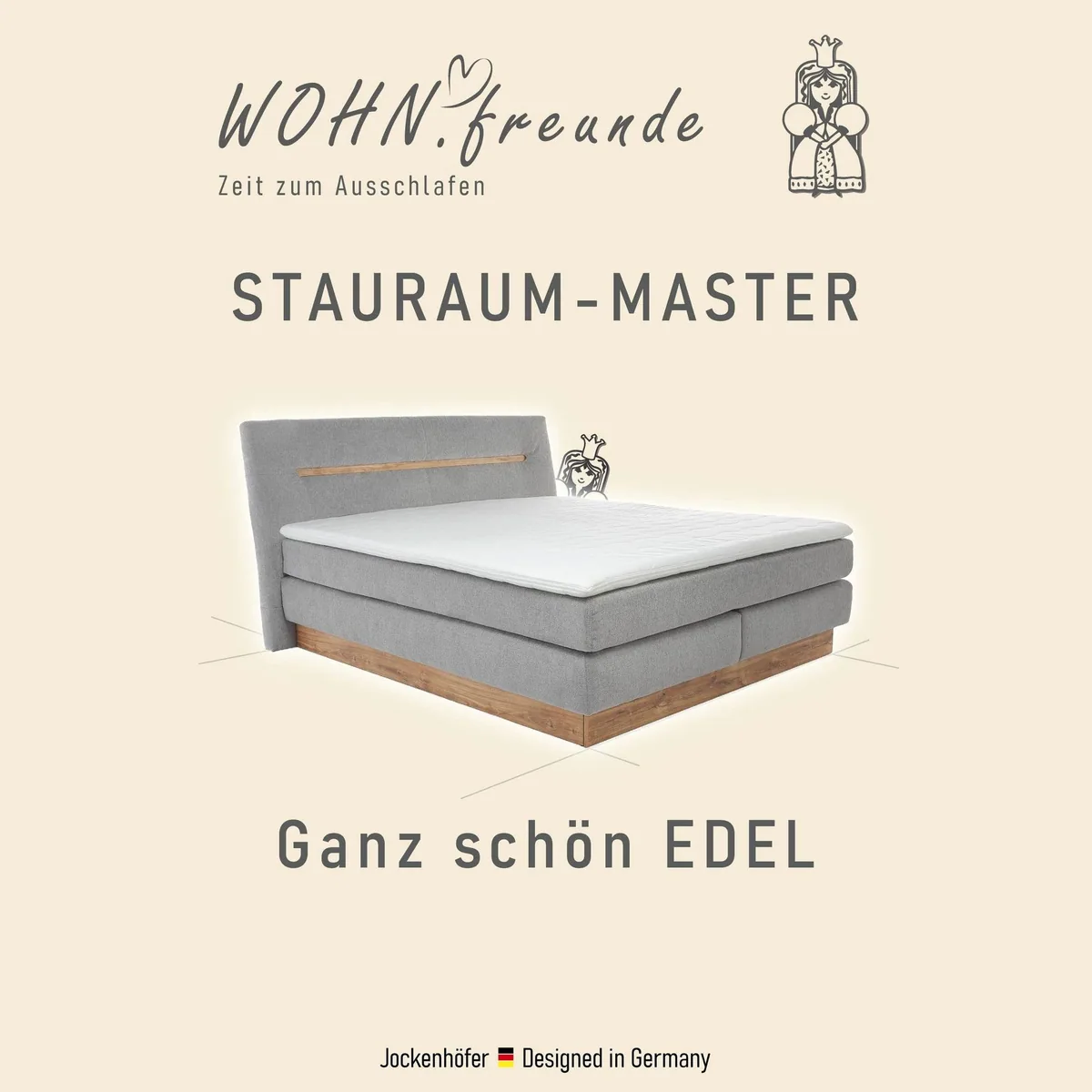 Jockenhöfer Gruppe Boxspringbett Nika, 180x200 cm, mit Bettkasten & Topper — elegantes Design, hoher Schlafkomfort, individuelle Härtegrade 3