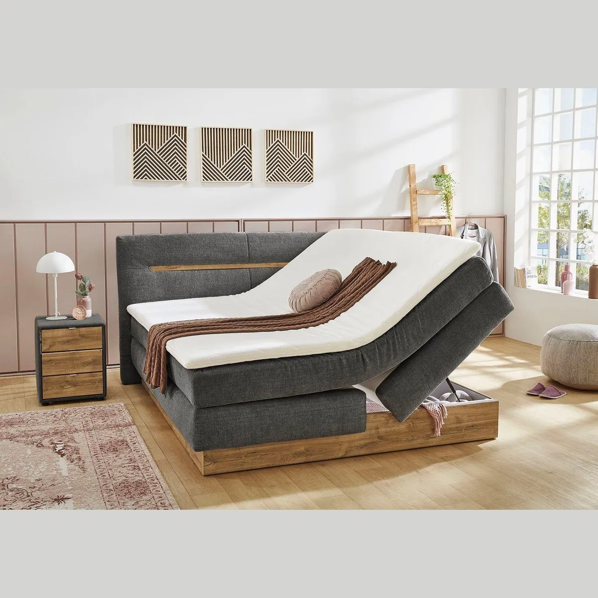 Jockenhöfer Gruppe Boxspringbett Nika, 180x200 cm, mit Bettkasten & Topper — elegantes Design, hoher Schlafkomfort, individuelle Härtegrade 4