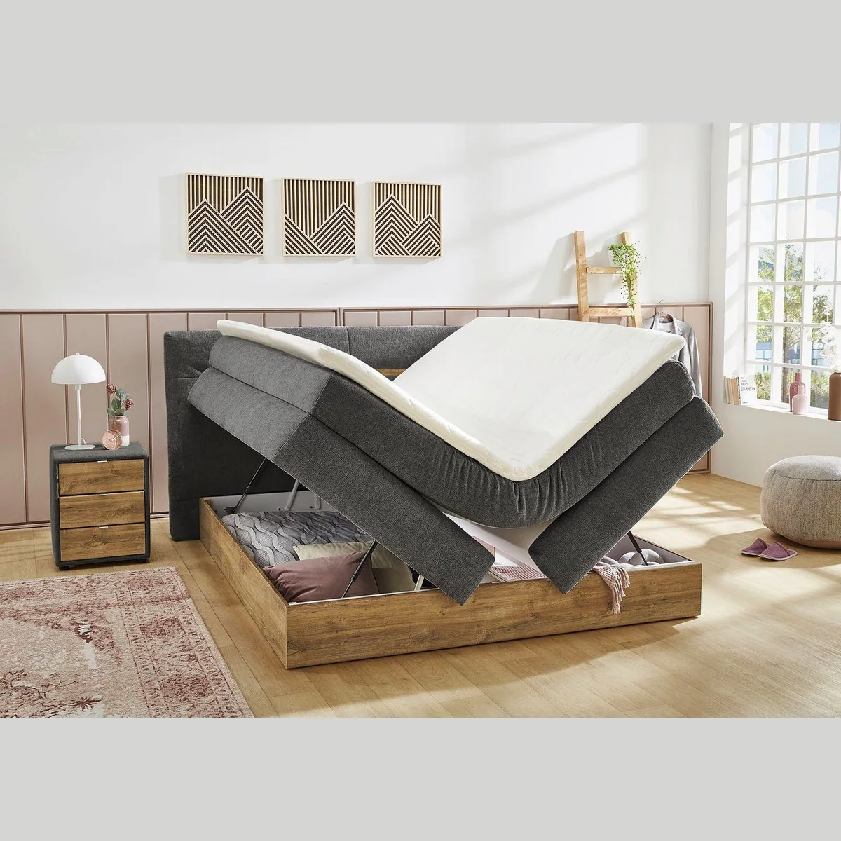 Jockenhöfer Gruppe Boxspringbett Nika, 180x200 cm, mit Bettkasten & Topper — elegantes Design, hoher Schlafkomfort, individuelle Härtegrade 5
