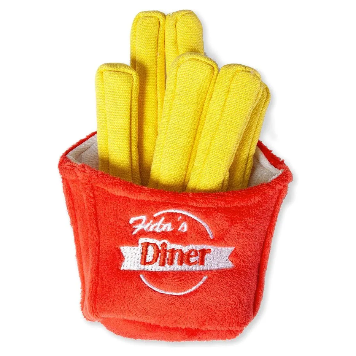 Karlie Tierkuscheltier Fritten, weicher Plüsch, Knisterfolie und Squeaker