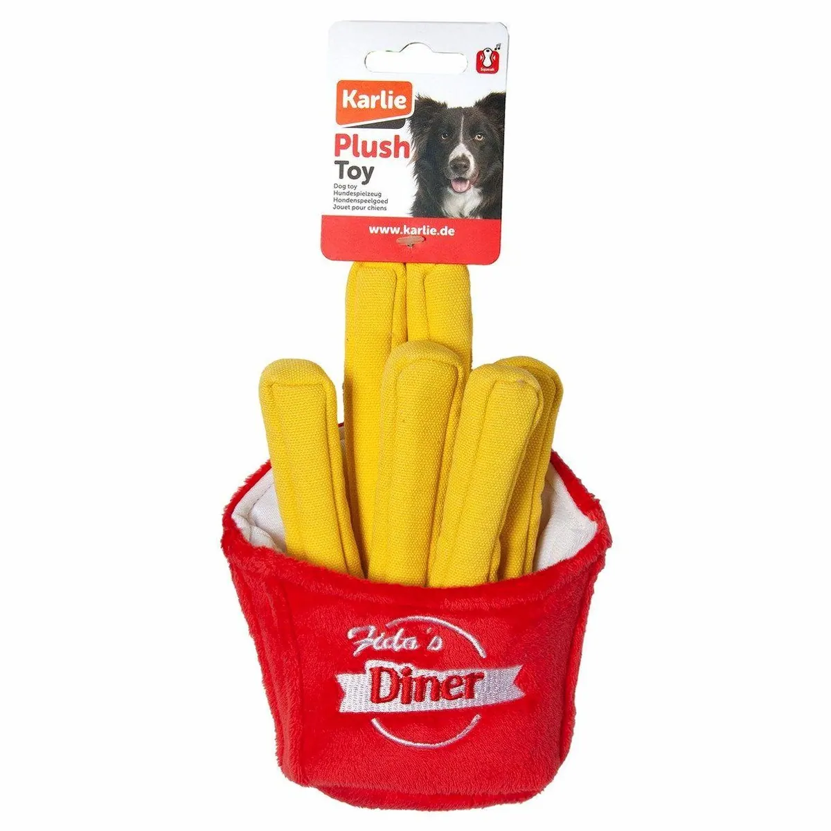 Karlie Tierkuscheltier Fritten, weicher Plüsch, Knisterfolie und Squeaker 2
