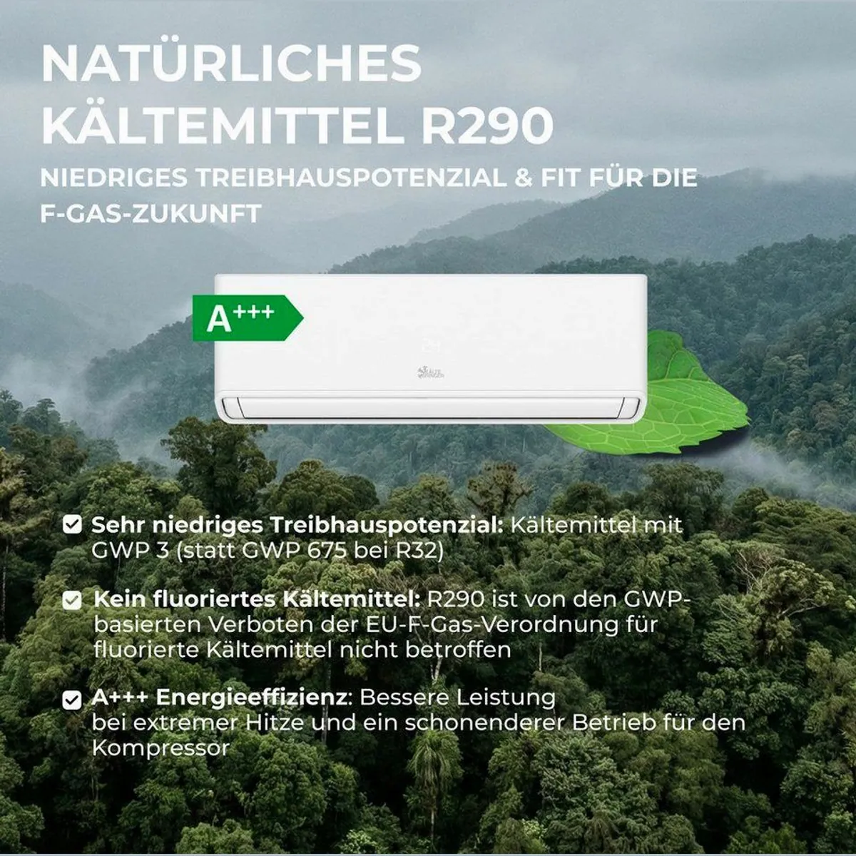 Kältebringer Split-Klimaanlage R290, 9.000 BTU, A+++ Energieeffizienz, Leise im Betrieb 2