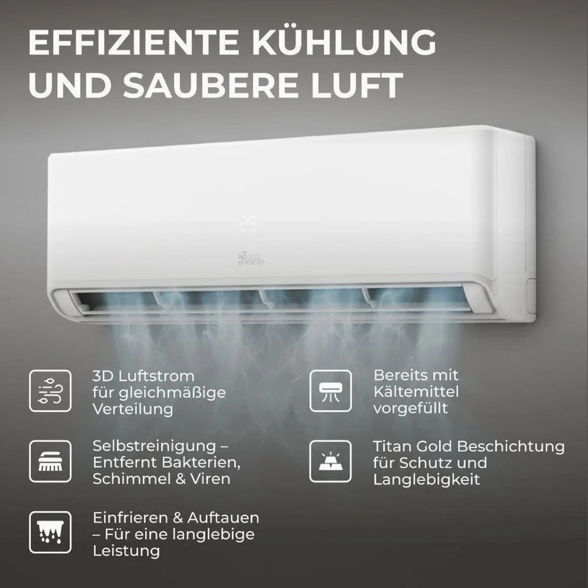 Kältebringer Split-Klimagerät R290, 12000 BTU, Energiesparend, Leise — Kühlen, Heizen, WiFi-kompatibel 3