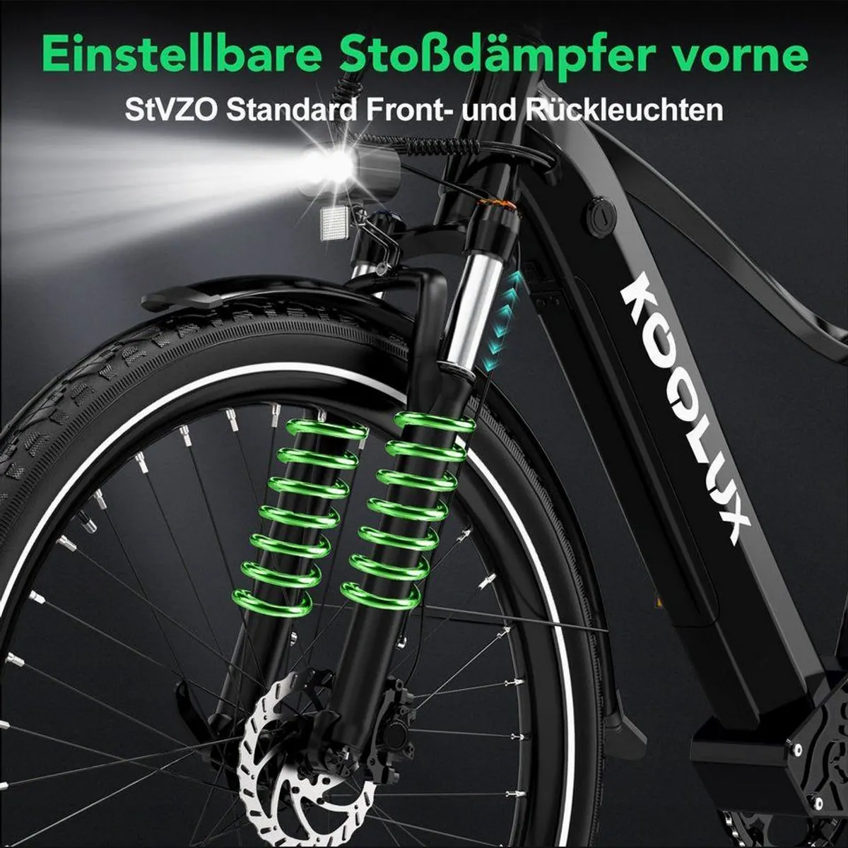 KOOLUX E-Bike 26 Zoll, leistungsstarker Heckmotor, 624 Wh Akku — Komfort, Reichweite, Sicherheit 3
