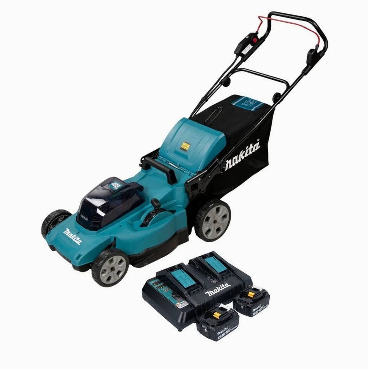 Makita DLM 480 Akku Rasenmäher, geräuscharm, 4-in-1-Funktionalität, ergonomisches Design