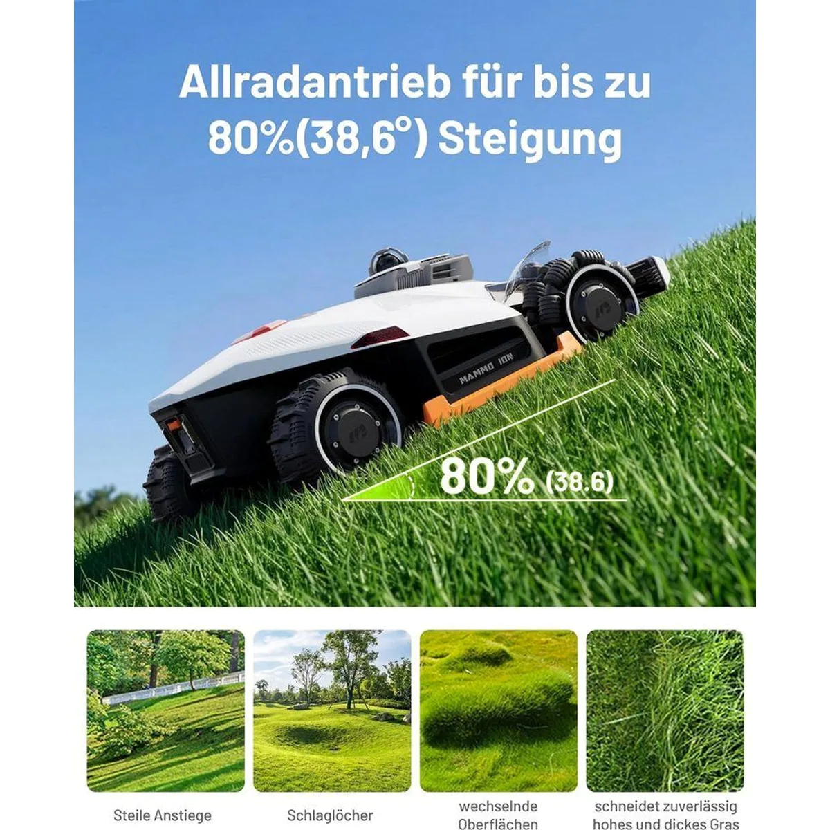 Mammotion LUBA 3 AWD Mähroboter, 360° LiDAR, Dual-Kamera KI, 4G-Modul 2