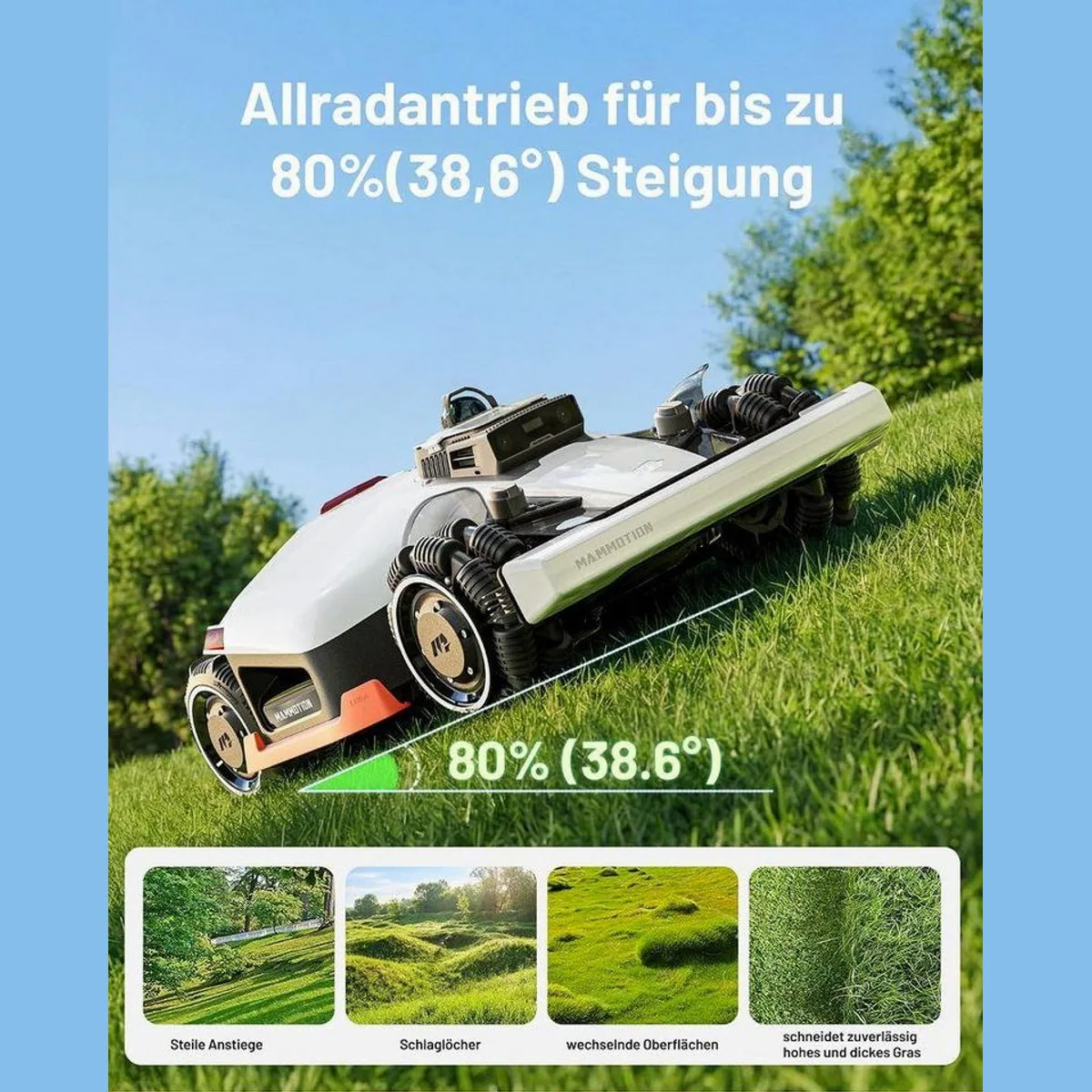 Mammotion LUBA 3 AWD Rasenmähroboter, 360° LiDAR, Allradantrieb, intelligente Navigation 2