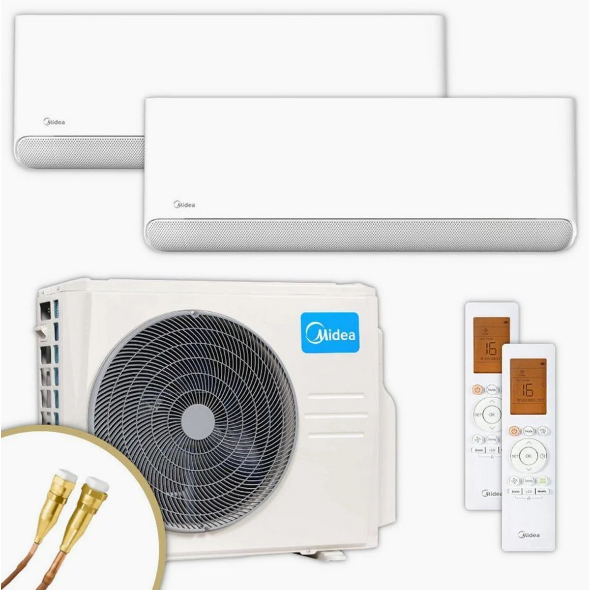 Midea Breezeless Multisplit Klimaanlage, leiser Betrieb, gleichmäßige Luftverteilung, energieeffiziente Wärmepumpe