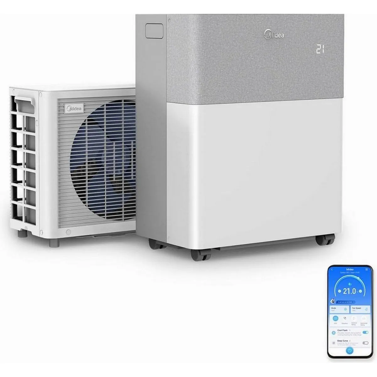 Midea PortaSplit Mobiles Split-Klimagerät, 12.000 BTU Kühlung & Heizung, Fernbedienung
