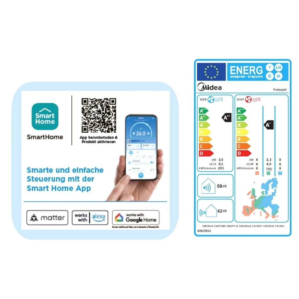 Midea PortaSplit-E 4-in-1-Klimagerät, Kühlen, Heizen, Entfeuchten, Ventilation 2