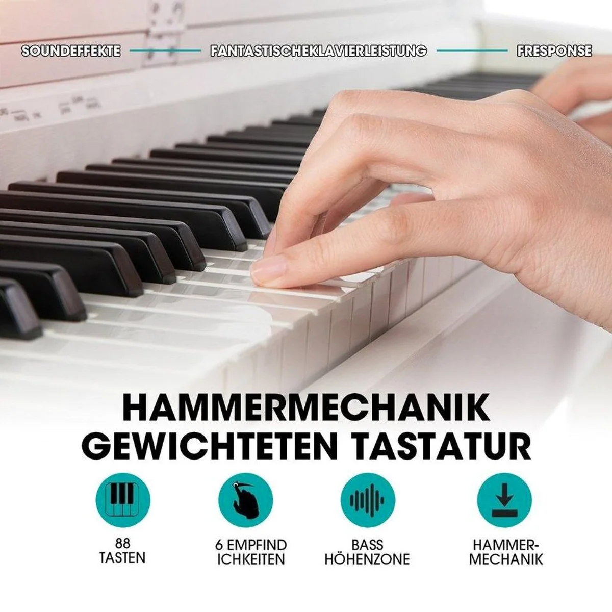 MUSTAR Digitalpiano E-Piano, 88 Tasten, Hammermechanik, USB/MIDI-Anschluss 3