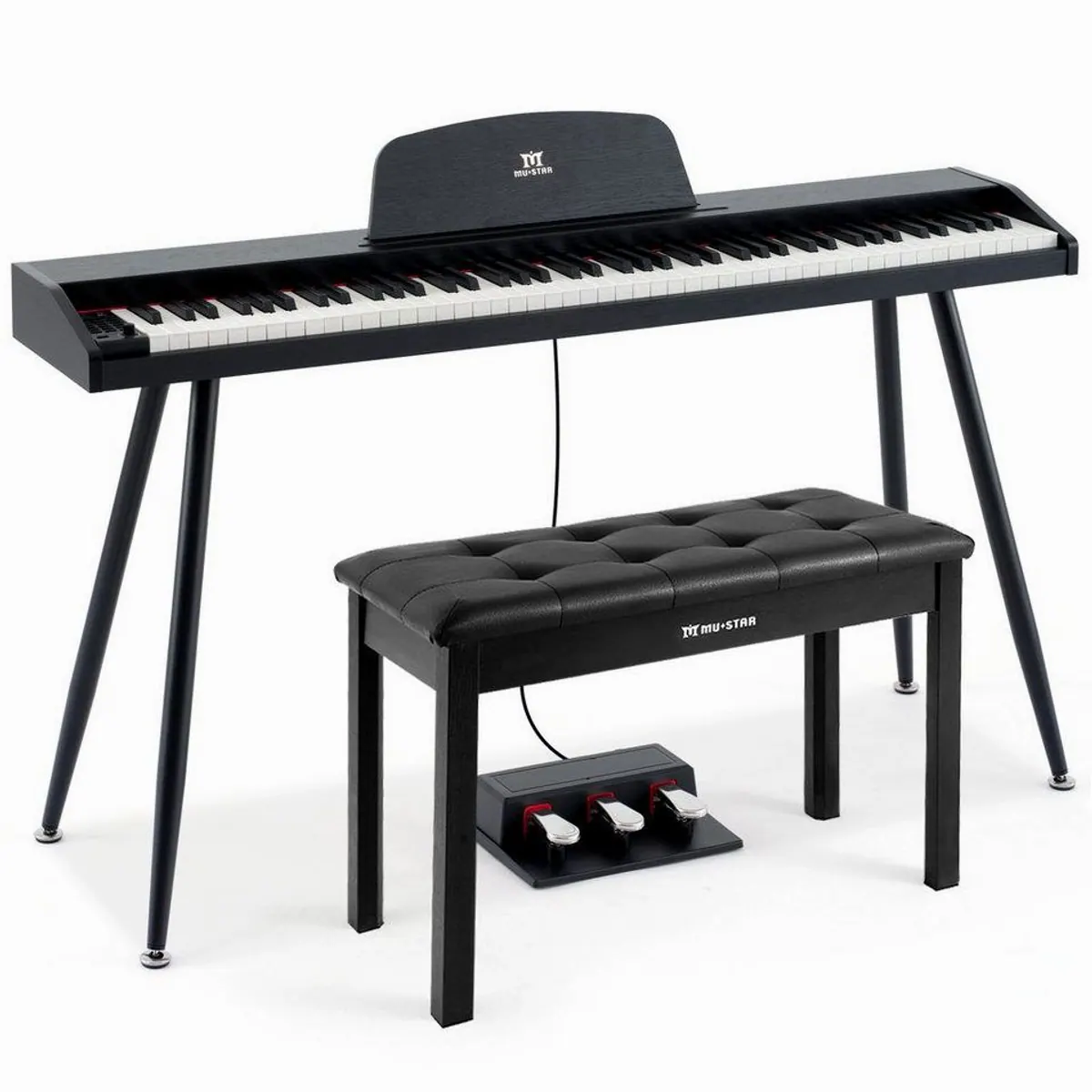 MUSTAR Digitalpiano 88 Tasten, anschlagdynamisch, inkl. Klavierbank & 3 Pedale — kompakt, vielseitig, mobil 3