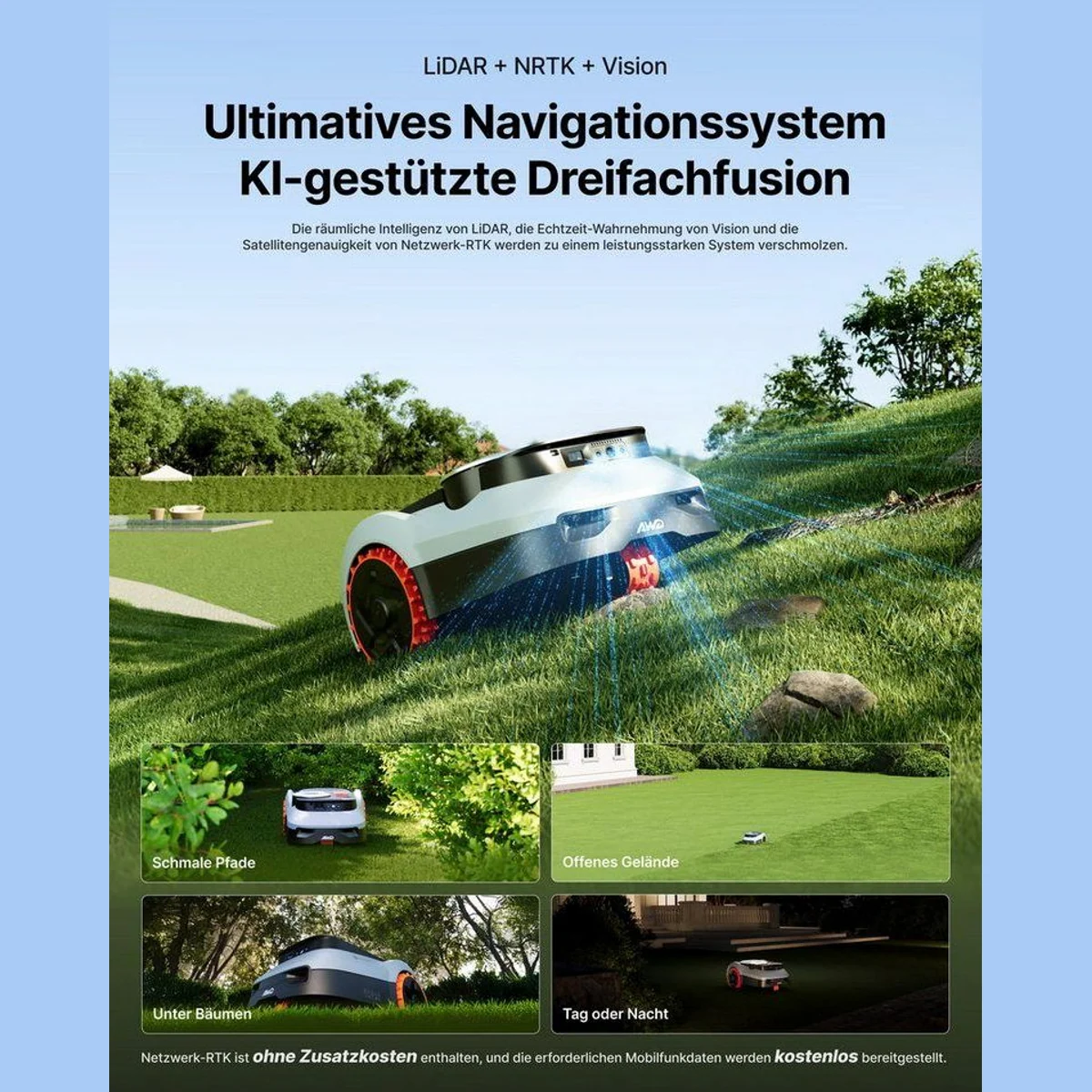 NAVIMOW Rasenmähroboter i210/i220, LiDAR Navigation, Allradantrieb, bis 1000 m² 2
