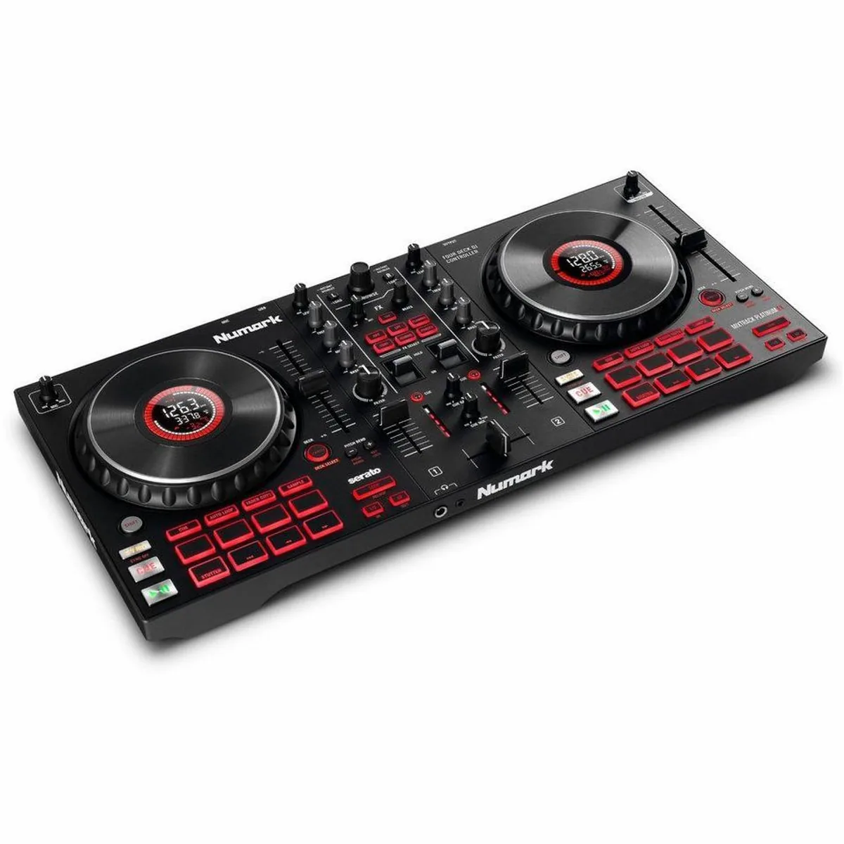 Numark Mixtrack Platinum FX DJ-Controller, 24-Bit Audioqualität, integrierte Displays in Jogwheels 2