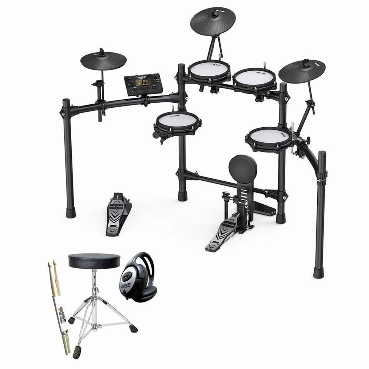 Nux DM-210 E-Drum Set, authentisches Spielgefühl, vielseitige Drummodi, umfangreiches Zubehör