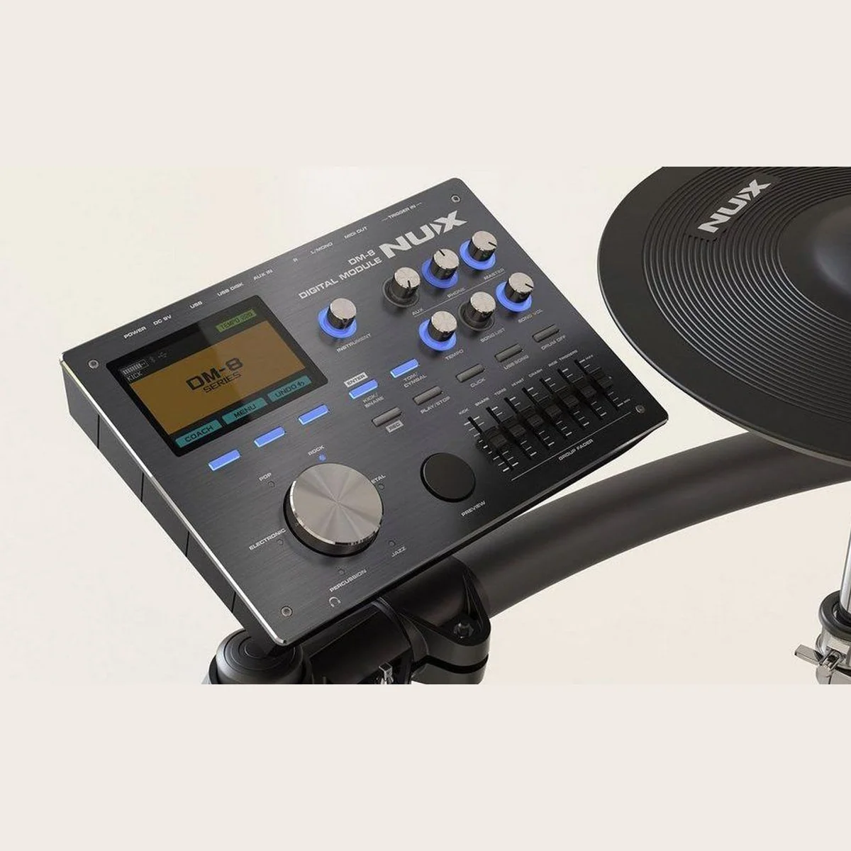 Nux DM-8 E-Drum Set, 9-teilig, Authentisches Spielgefühl, Inklusive Zubehör 3