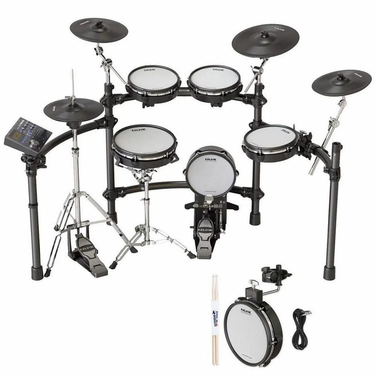 Nux DM-8 E-Drum Schlagzeug, authentisches Spielgefühl, vielseitige Soundmodulation