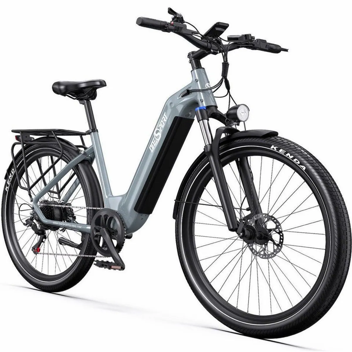 Onesport E-Bike Cityrad, 36 V 18,2 Ah, 120 km Reichweite — 7-Gang Shimano, Heckmotor, LED-Beleuchtung