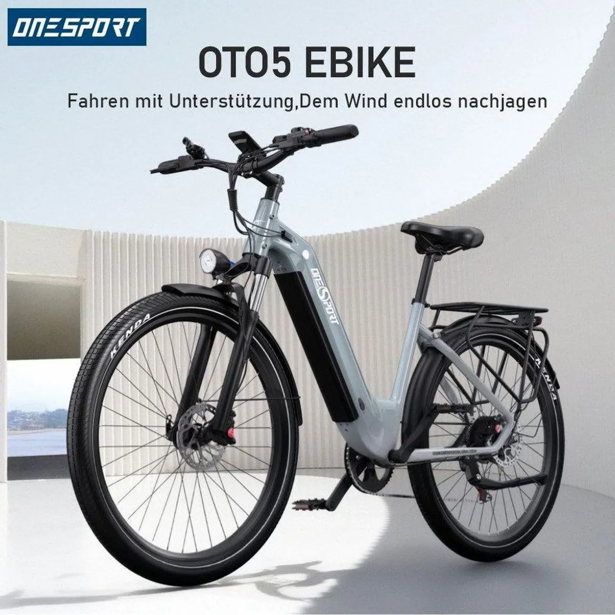 Onesport E-Bike Cityrad, 36 V 18,2 Ah, 120 km Reichweite — 7-Gang Shimano, Heckmotor, LED-Beleuchtung 2