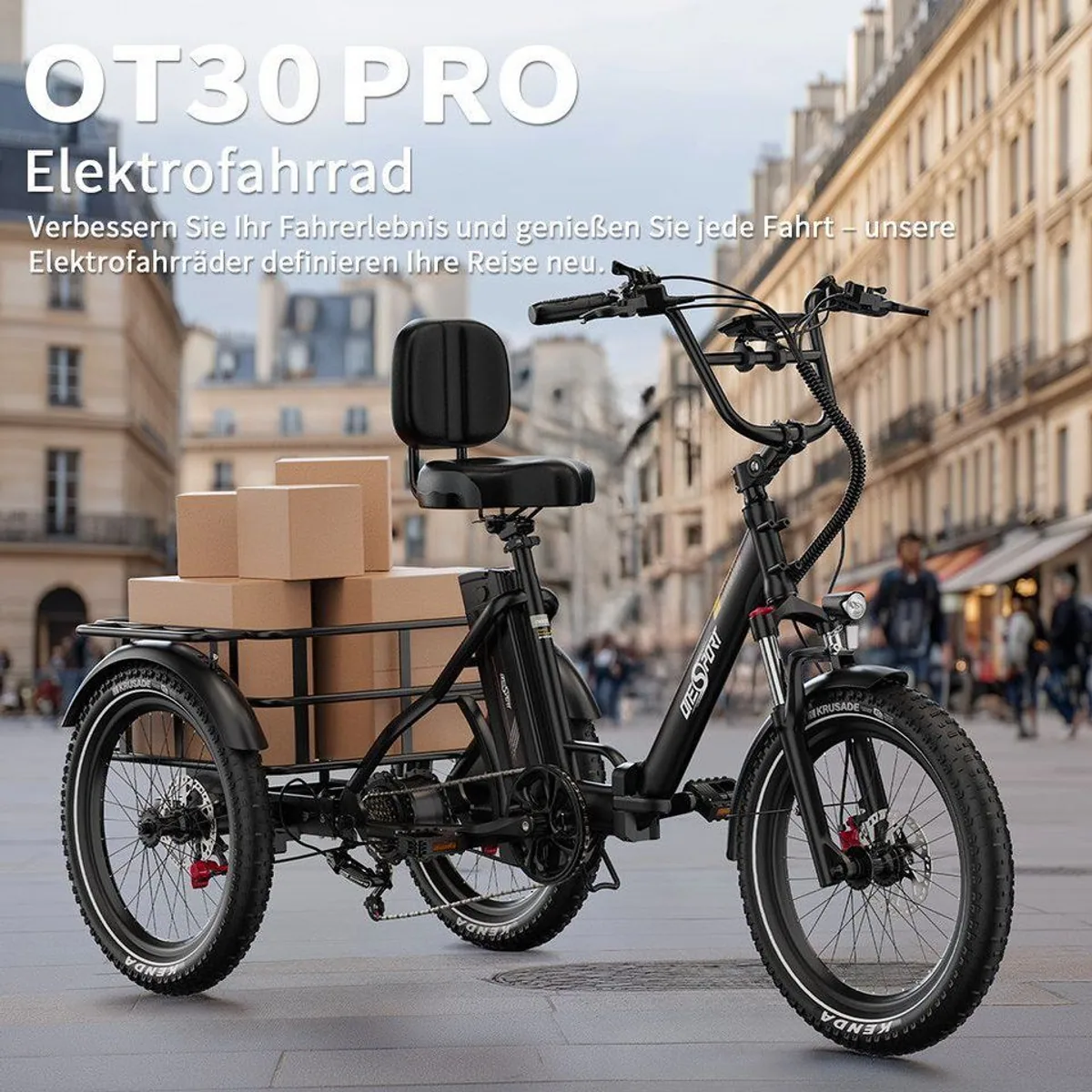 Onesport OT30 Pro E-Dreirad, faltbares Design, 864Wh Akku, 250W Motor 3