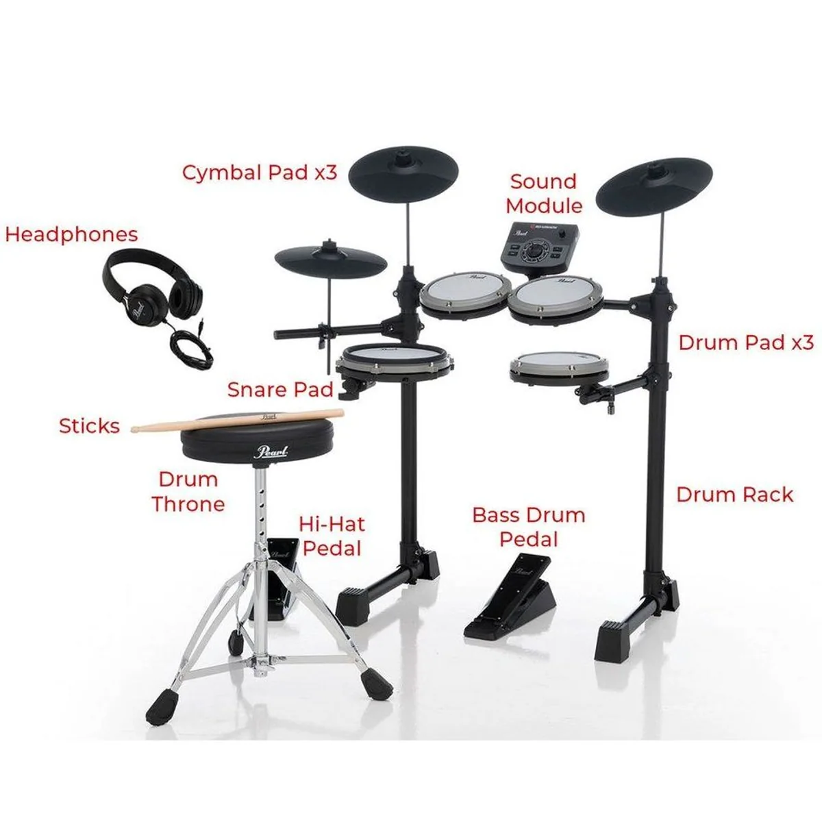 Pearl eRoadshow ERS-1000 E-Drum Set, ideal für Einsteiger, kompaktes Design, realistische Spieloberfläche 2
