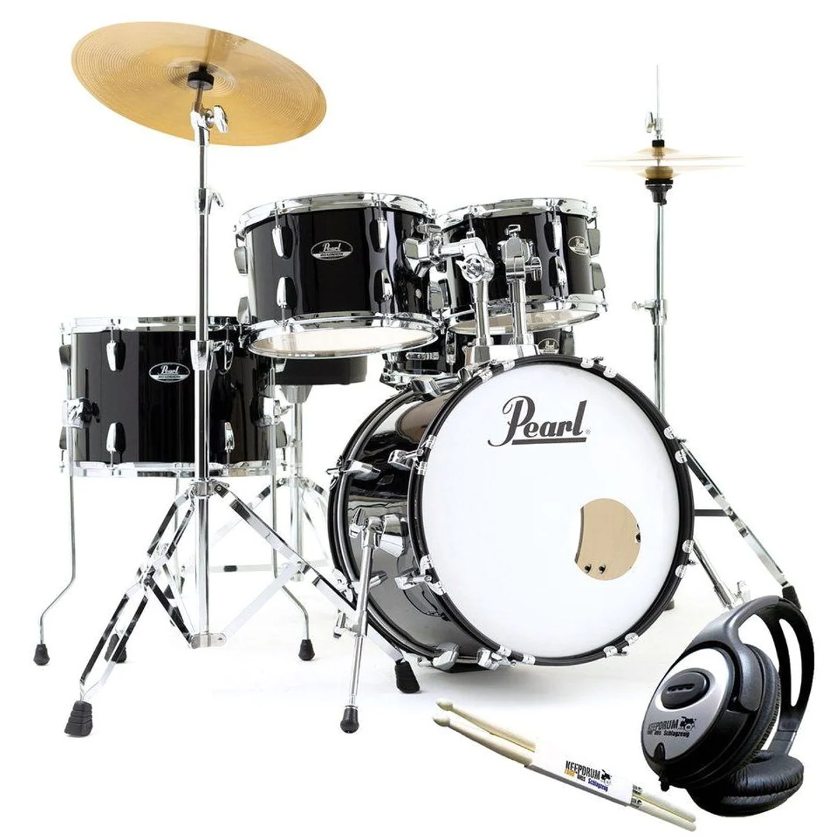 Pearl Roadshow Schlagzeug, umfassendes Hardware-Paket, inkl. Kopfhörer und Sticks