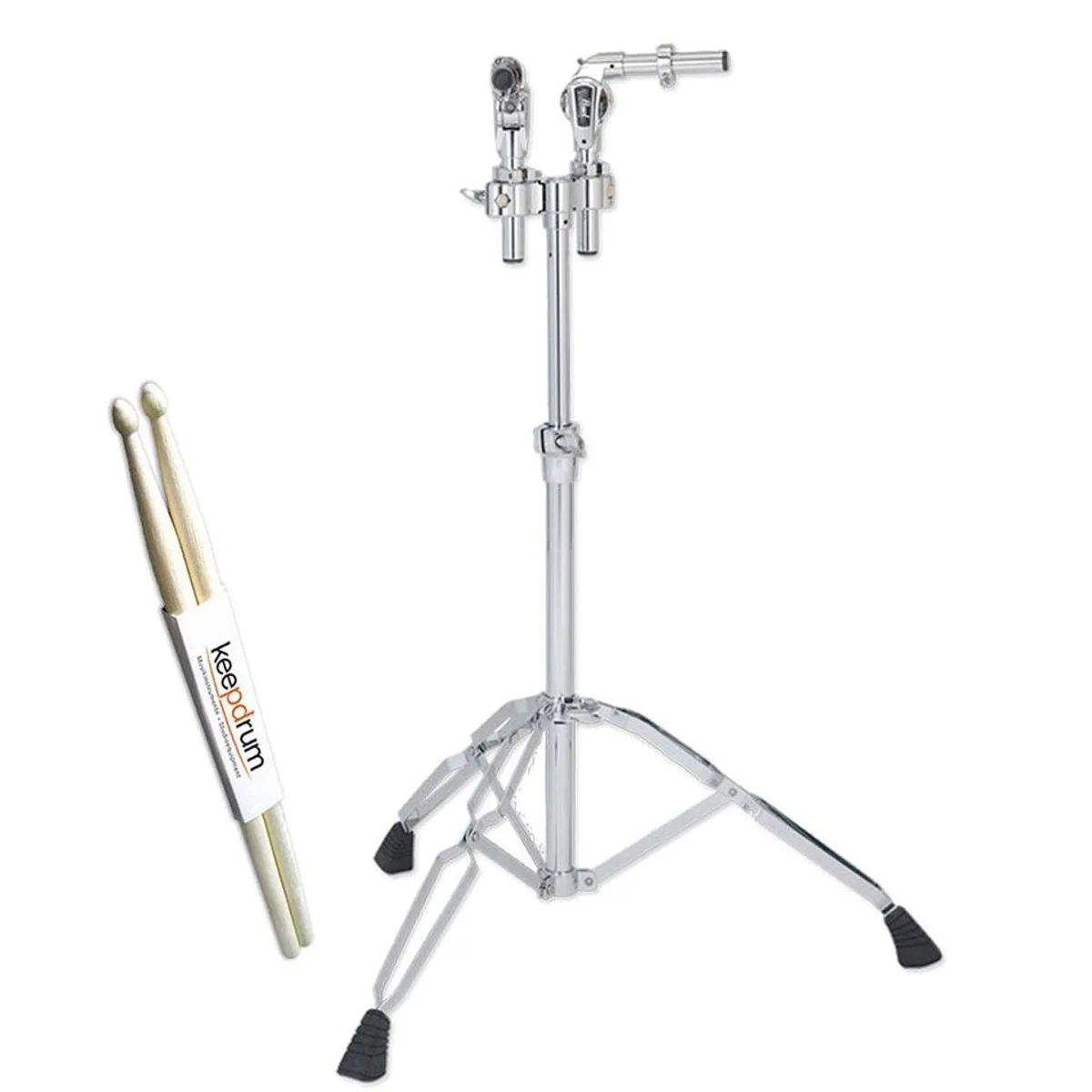 Pearl T-935 Doppel-Tomstativ, hohe Stabilität, individuelle Tom-Positionierung, inkl. Drumsticks