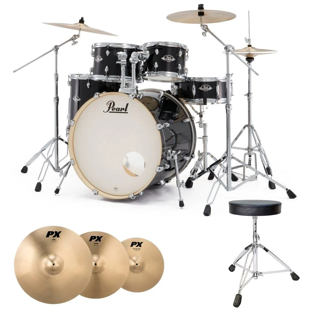 Pearl Export EXX725SZ/C31 Schlagzeugset, hochwertige Materialien, umfangreiches Zubehör, elegantes Design