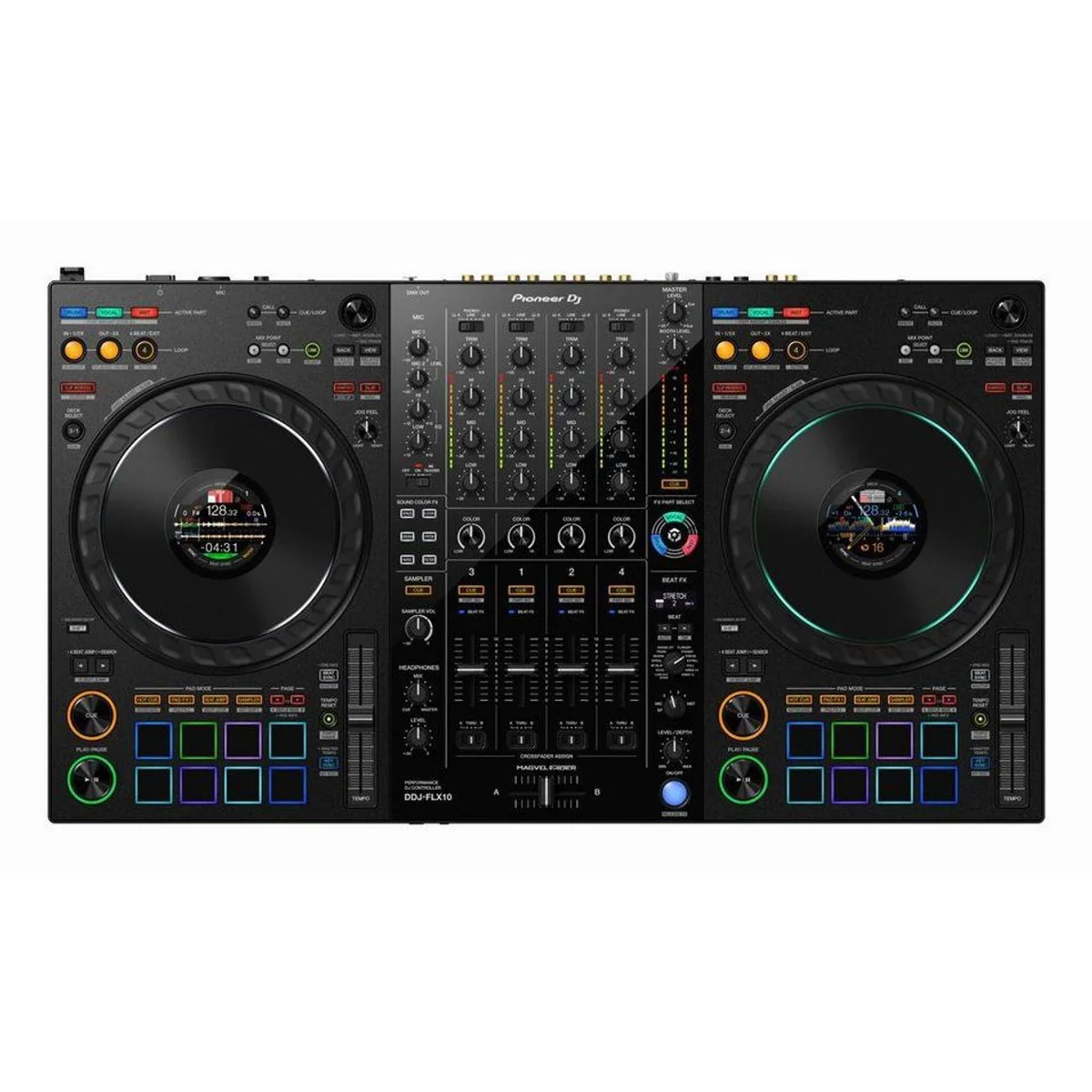 Pioneer DJ DDJ-FLX10 DJ-Controller, Innovative Track Separation, Vielfältige Effekte, Hochwertiges MAGVEL-FADER-System