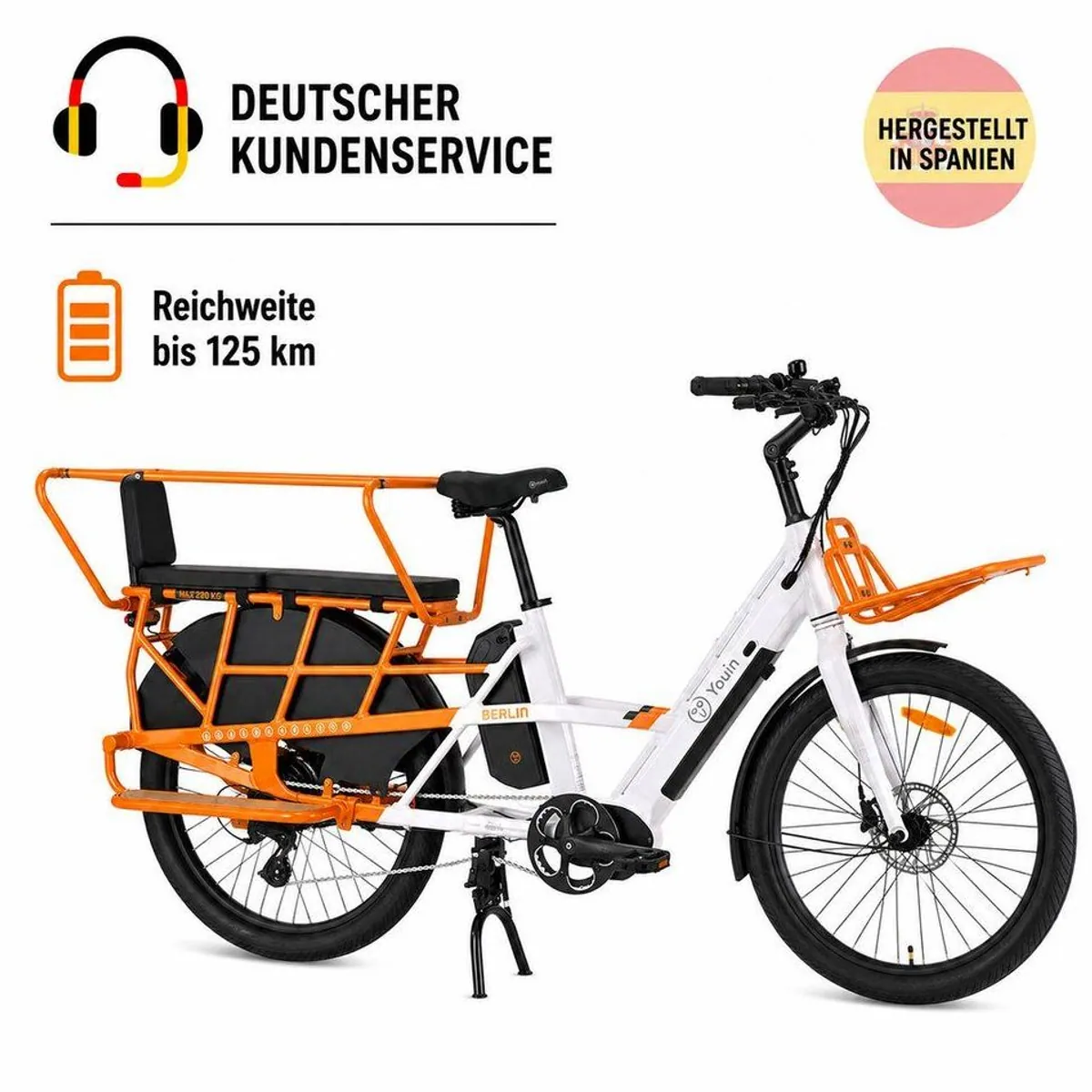 PixelPilot E-Bike Lasten-E-Bike, vielseitig einsetzbar mit Dual-Akku und 125 km Reichweite