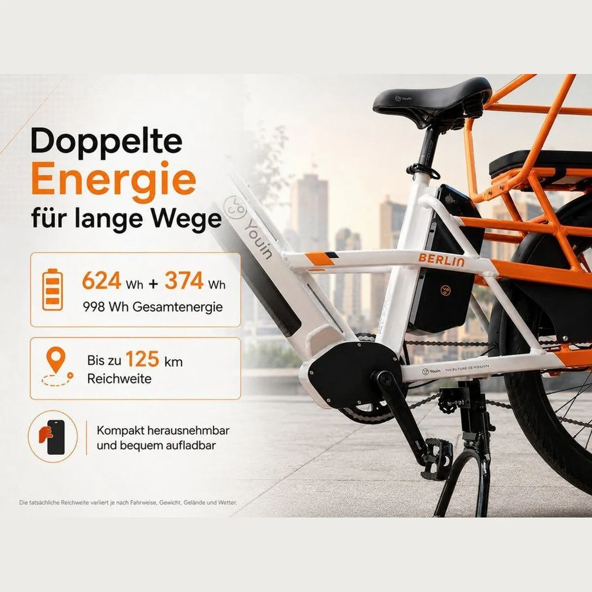PixelPilot E-Bike Lasten-E-Bike, vielseitig einsetzbar mit Dual-Akku und 125 km Reichweite 3