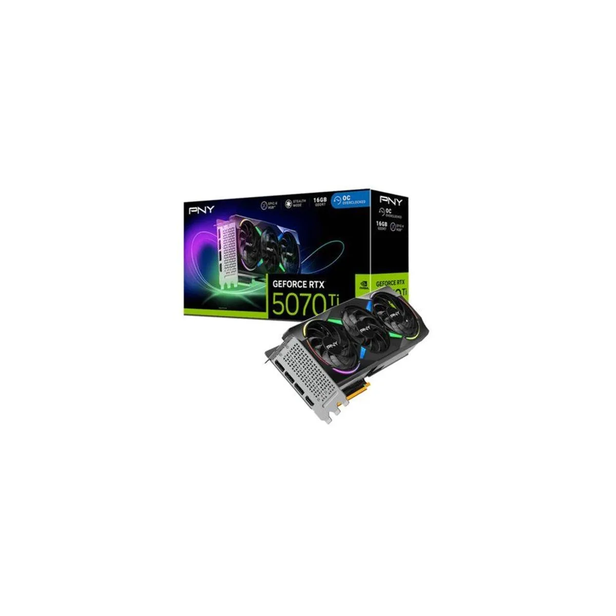 PNY GeForce RTX 5070 Ti EPIC-X RGB OC Grafikkarte, 8 GB GDDR6, ray tracing, RGB-Beleuchtung