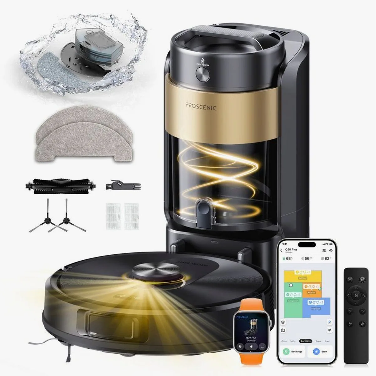 Proscenic Q20 Plus Saugroboter, 4-in-1 Reinigung, Dual-Laser LiDAR, beutellos