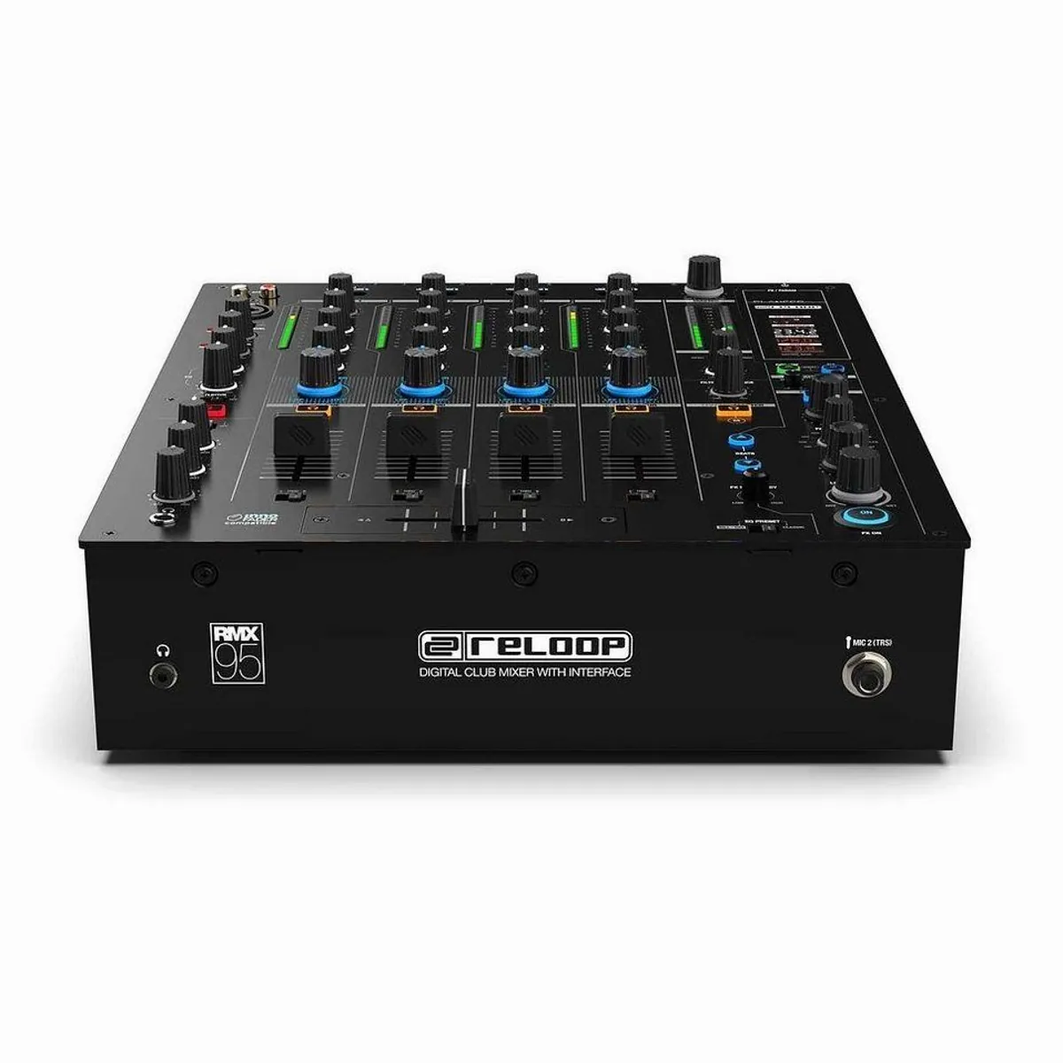 Reloop RMX-95 DJ Controller, 4-Kanal-Layout, duale Soundkarte, robuste Bauweise 3