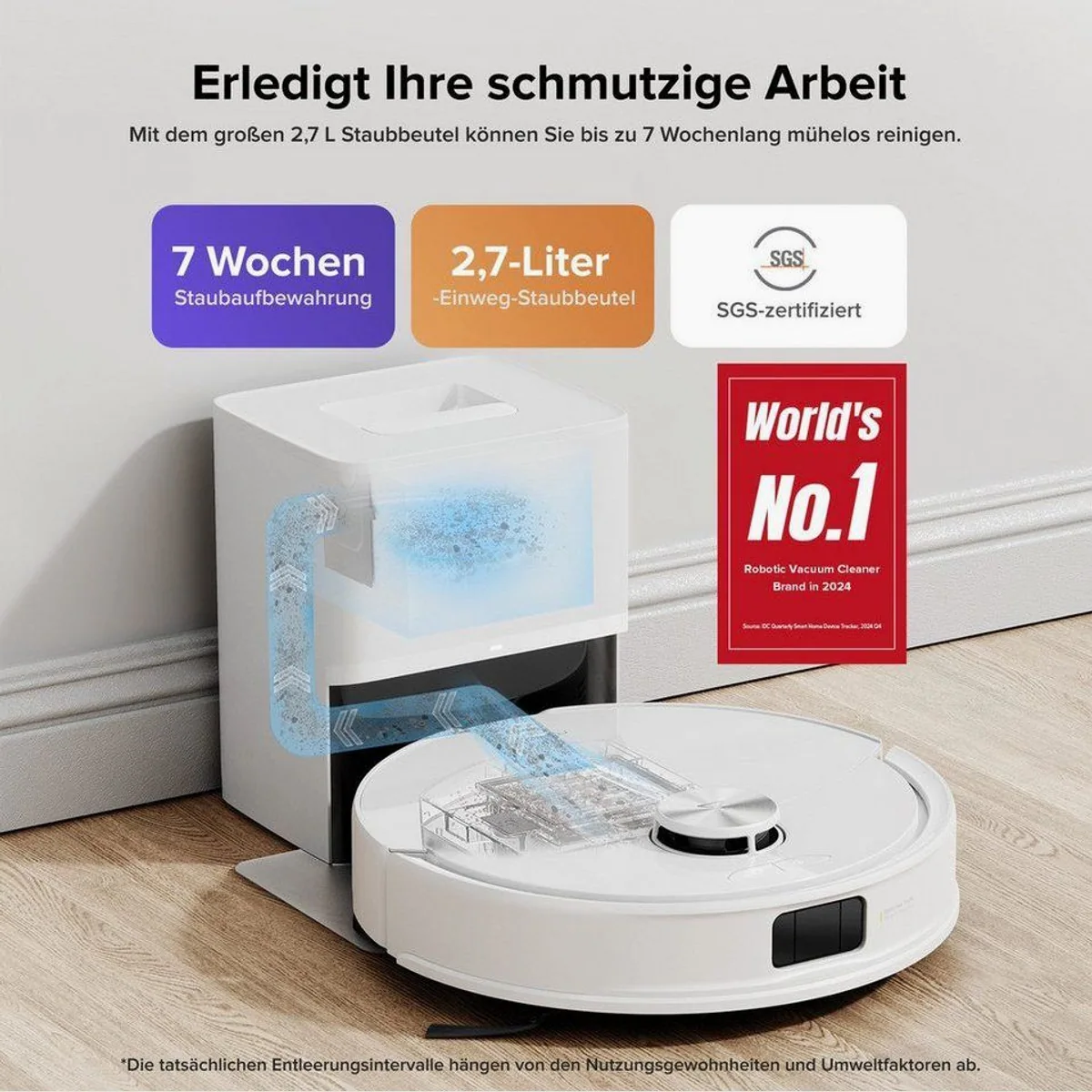 Roborock Q10 S5+ Saugroboter, 10.000 Pa Saugkraft, VibraRise Wischsystem, Dual Anti-Tangle 2