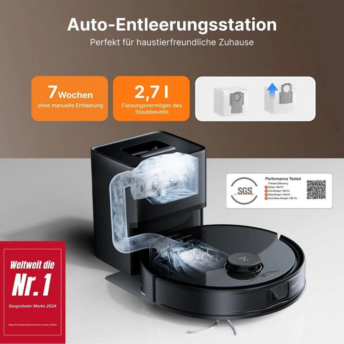 Roborock Q10 PF+ Saugroboter, 10.000 Pa Saugkraft, PreciSense LiDAR-Navigation, Dual Anti-Tangle-System 2
