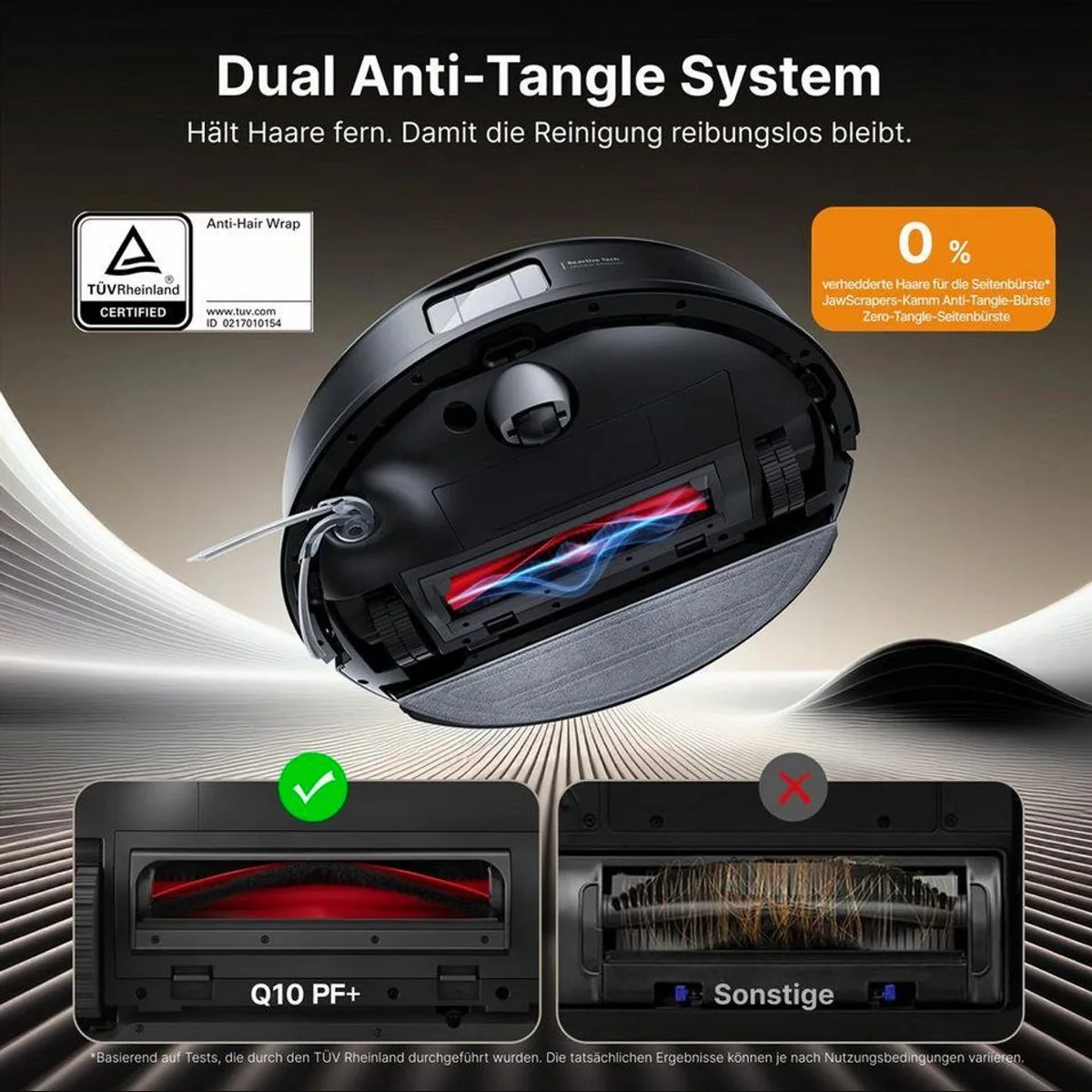 Roborock Q10 PF+ Saugroboter, 10.000 Pa Saugkraft, PreciSense LiDAR-Navigation, Dual Anti-Tangle-System 3
