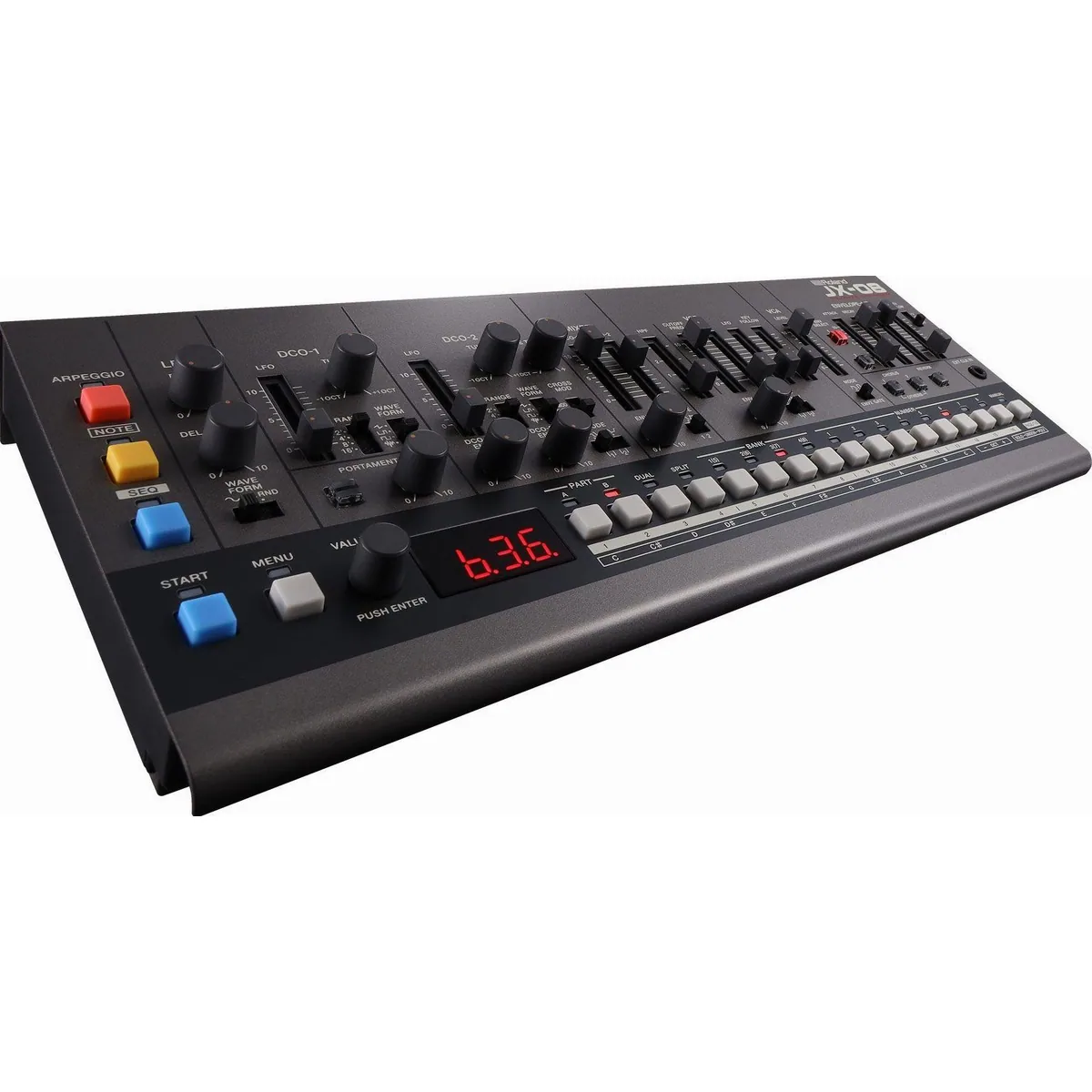 Roland JX-08 Synthesizer, authentischer Sound, integrierte Effekte, kompakte Bauweise 3