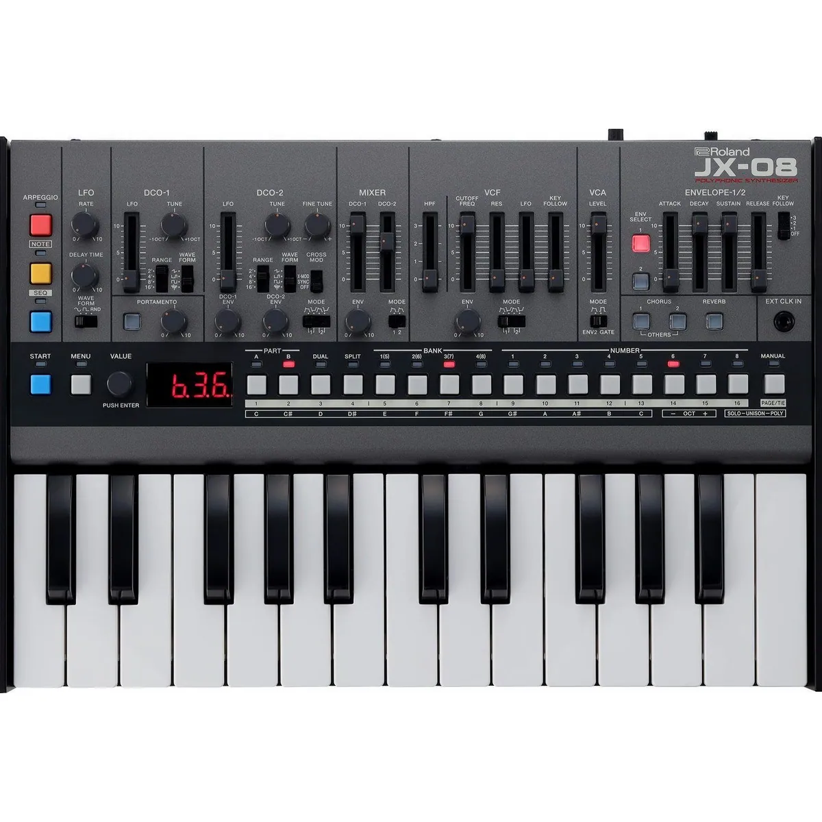 Roland JX-08 Synthesizer, authentischer Sound, integrierte Effekte, kompakte Bauweise 4